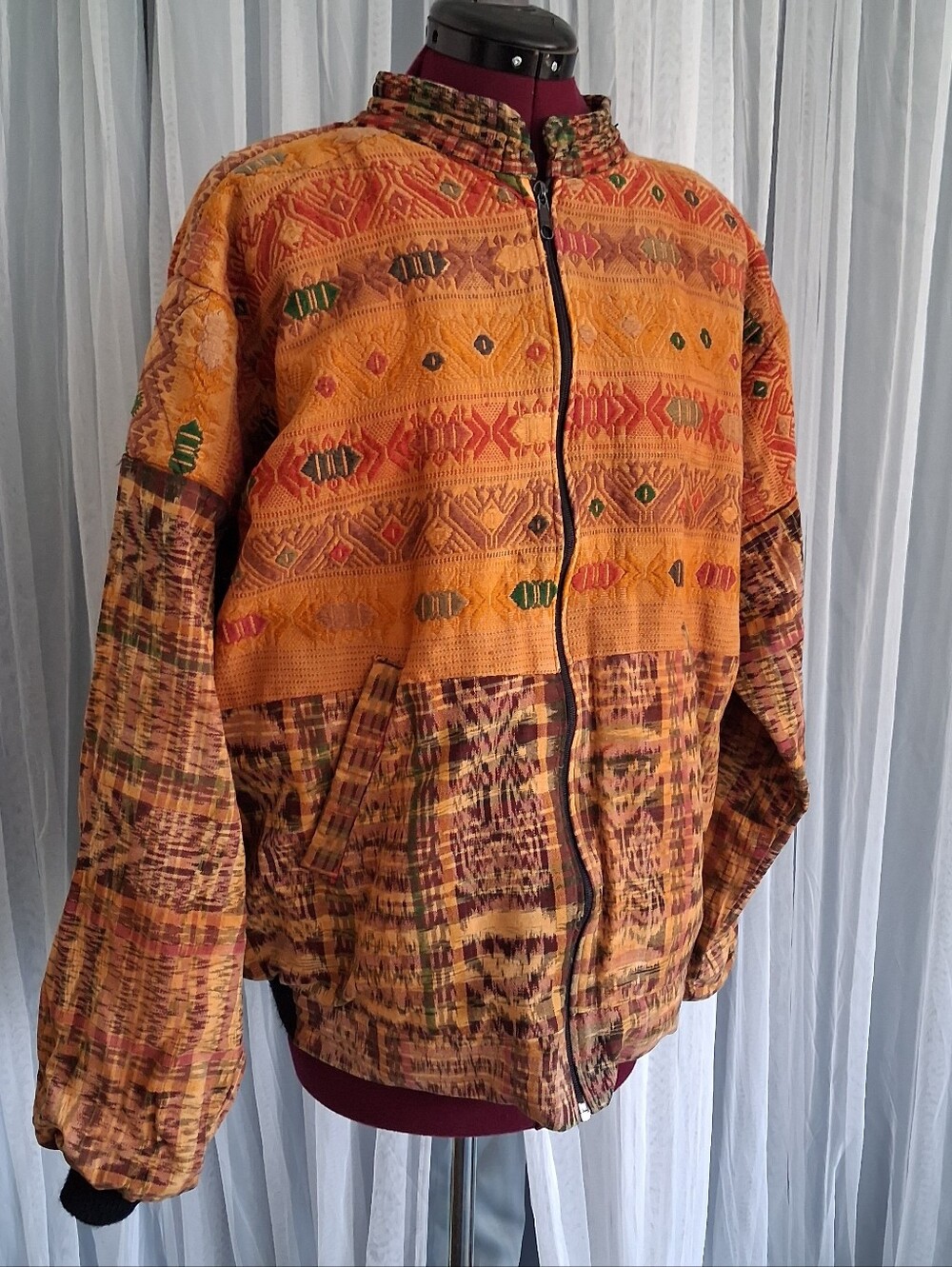 VTG handmade Guatemalan embroidered bomber jacket